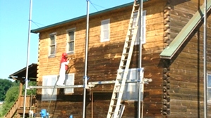 Log Cabin Repair Air Sanding